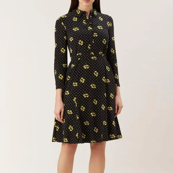 Hobbs London | Dresses | Hobbs London Floral Emberly Knee Length Shirt Dress  Long Sleeve Sz 4 | Poshmark